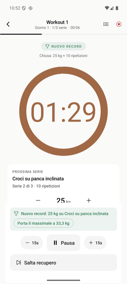 The rest timer, the next set and the record just broken.